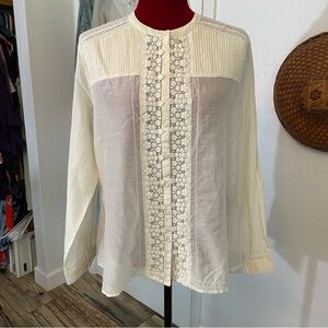 Coldwater Creek Top NWT! Crochet Lace & Tiny Pleats Size P-Large